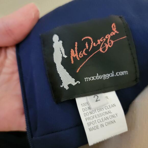 Mac Duggal 66591 Navy Blue 2 Long Sleeve Formal Embroidered Maxi Gown Dress - Picture 15 of 15